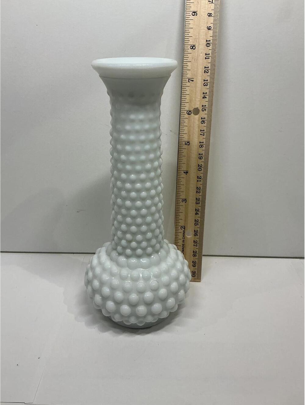 Brody Hobnail Milk Glass Bud Vase White Vintage 8" USA